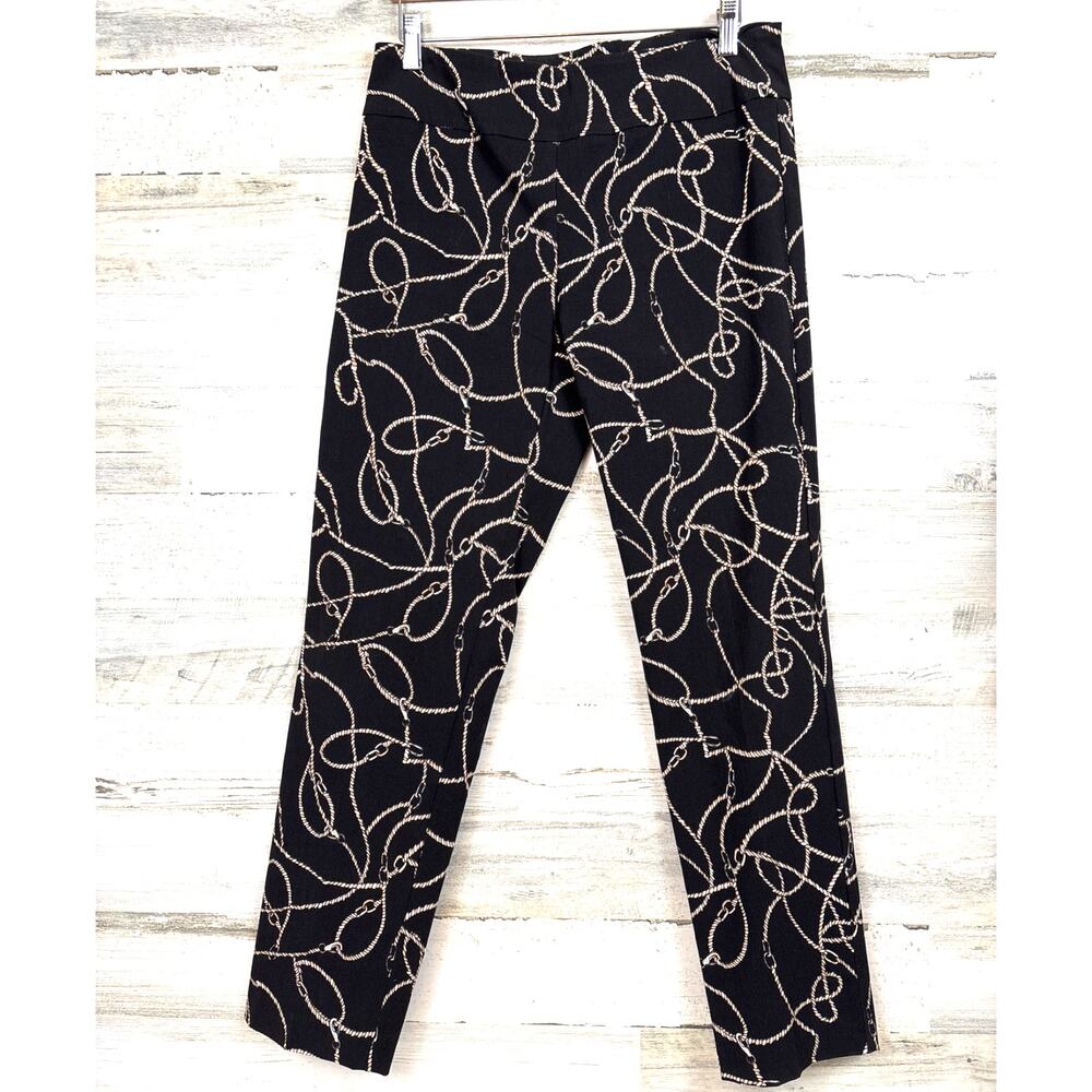 Elliott Lauren Black Tan Rope Print Ankle Riding Pants Womens 8 Dressy